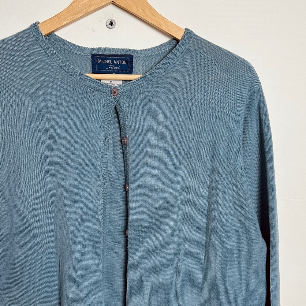 Vintage long sleeved button down cardigan - made in Hong Kong - Size 1X - Picture 4 of 4